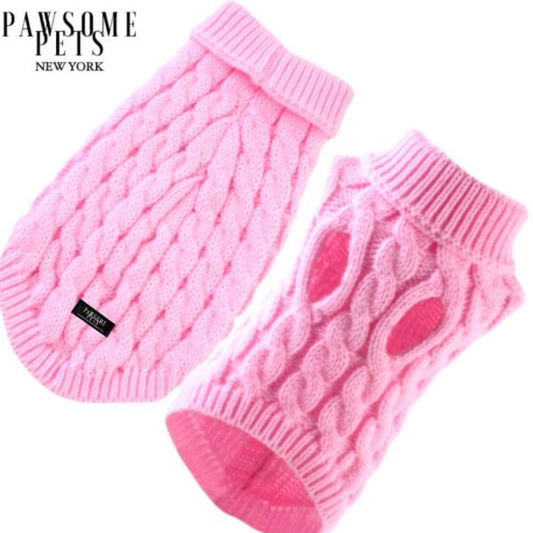 (EXTRA WARM) DOG AND CAT CABLE KNIT SWEATER - PINK